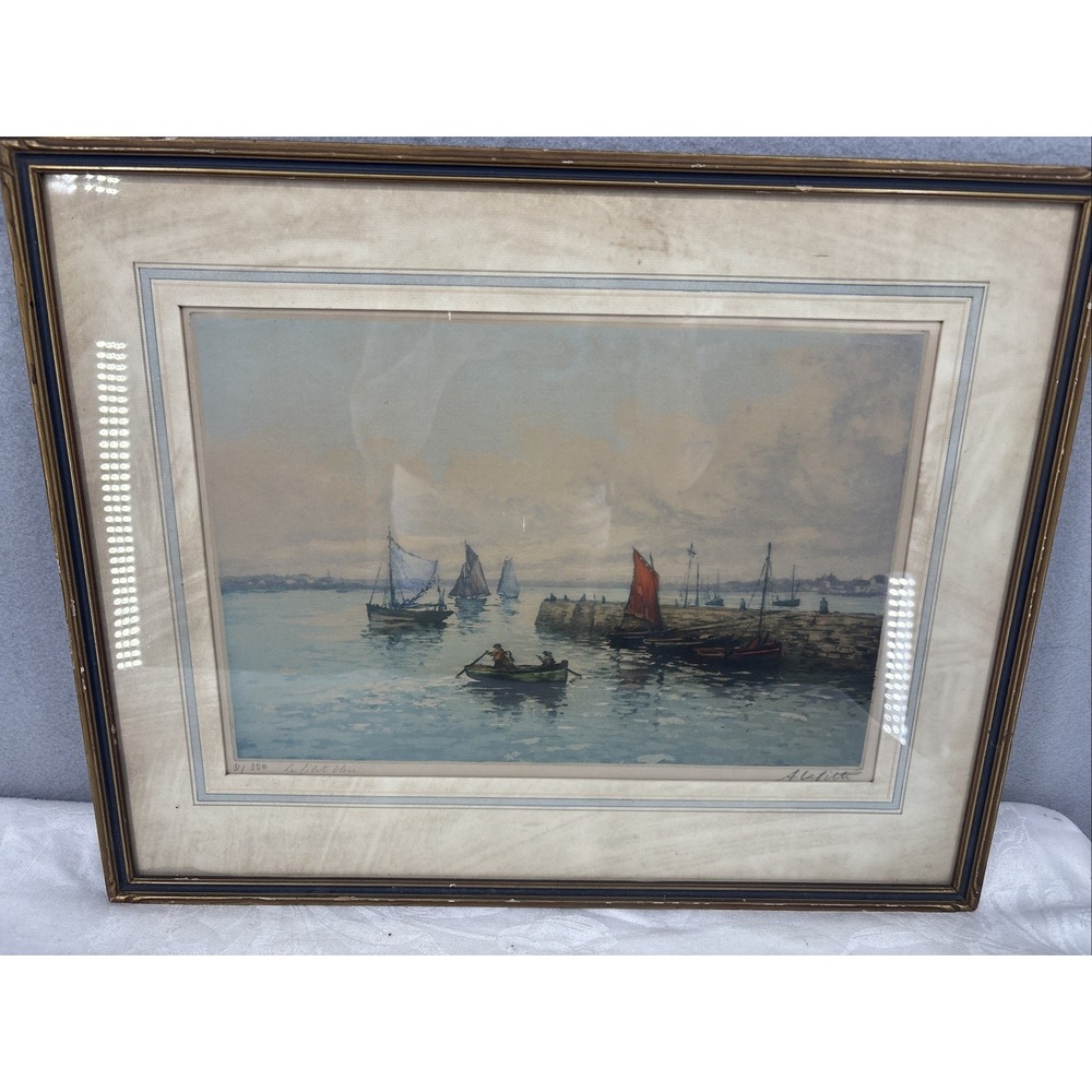 Alphonse Lafitte Manuel Robbe Signed Color Aquatint Etching Framed Landscape Art